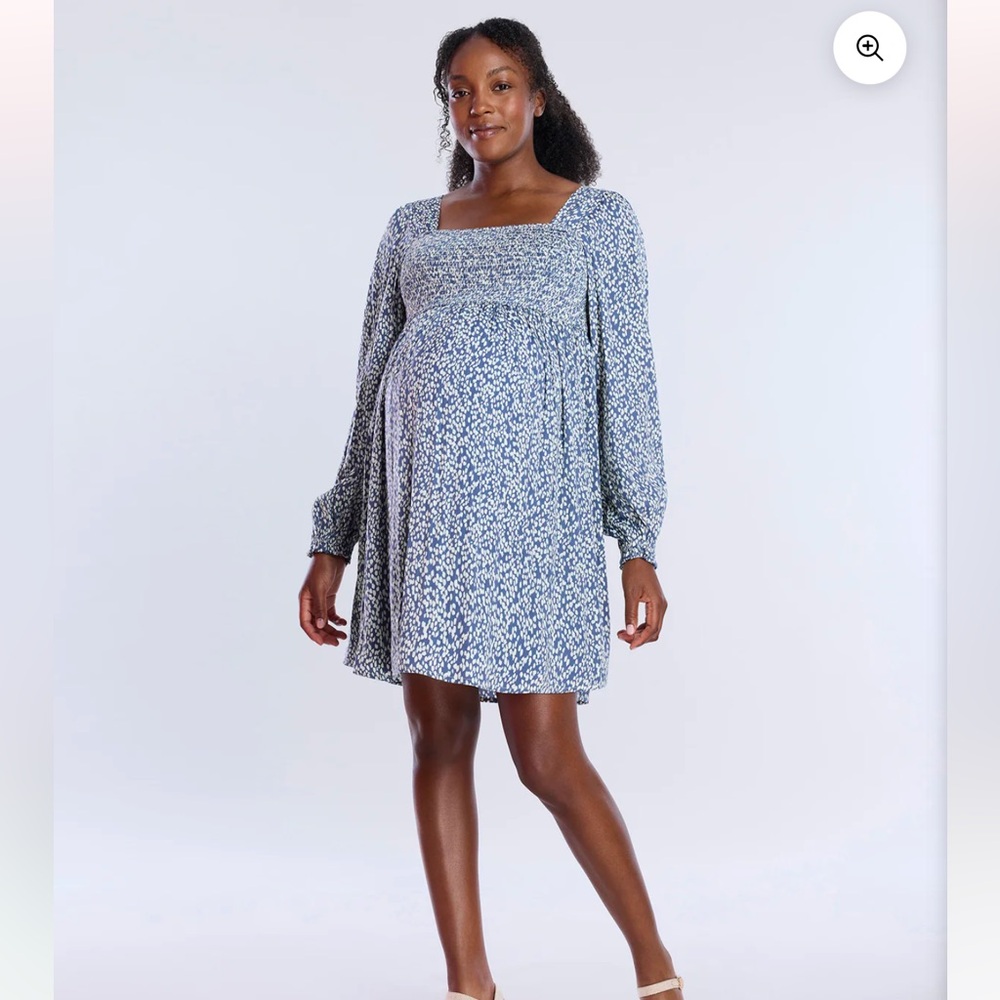 Motherhood Maternity brand new Long Sleeve Smocked Babydoll Dress